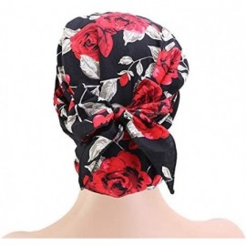 Skullies & Beanies Women Vintage Silky Turbans Bonnet Elastic Wide Band Multifunction Printing Hat Chemo Hair Loss Cap - 3 Pa...