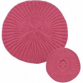 Berets Basic Cable Knit French Beret - Fuschia - CJ18CM6ECR0 $8.85