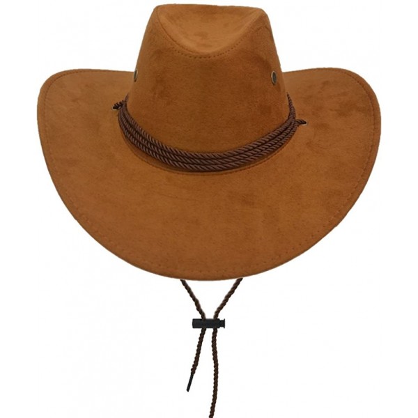 Cowboy Hats Adult Western Suede Hat Cowboy Outdoorsman Hat Travelling Summer Cap - Brown - CA18D5WIDYY $11.15