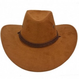 Cowboy Hats Adult Western Suede Hat Cowboy Outdoorsman Hat Travelling Summer Cap - Brown - CA18D5WIDYY $11.15
