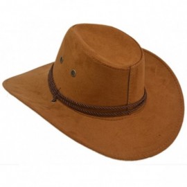 Cowboy Hats Adult Western Suede Hat Cowboy Outdoorsman Hat Travelling Summer Cap - Brown - CA18D5WIDYY $11.15