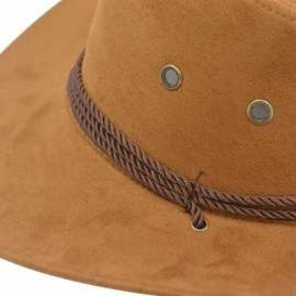 Cowboy Hats Adult Western Suede Hat Cowboy Outdoorsman Hat Travelling Summer Cap - Brown - CA18D5WIDYY $11.15