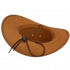 Cowboy Hats Adult Western Suede Hat Cowboy Outdoorsman Hat Travelling Summer Cap - Brown - CA18D5WIDYY $11.15