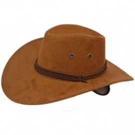 Cowboy Hats Adult Western Suede Hat Cowboy Outdoorsman Hat Travelling Summer Cap - Brown - CA18D5WIDYY $11.15