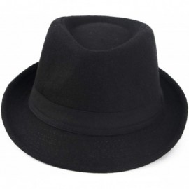 Fedoras Unisex Classic Trilby Fedora Hat - Black - C418KWSSGXY $10.07