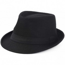 Fedoras Unisex Classic Trilby Fedora Hat - Black - C418KWSSGXY $10.07