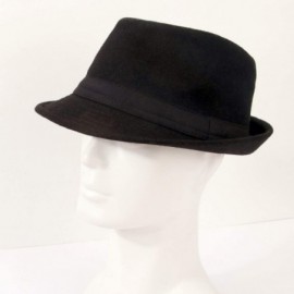 Fedoras Unisex Classic Trilby Fedora Hat - Black - C418KWSSGXY $10.07