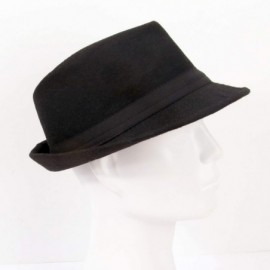 Fedoras Unisex Classic Trilby Fedora Hat - Black - C418KWSSGXY $10.07