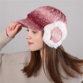 Berets Winter Beret Cap Womens Flower Knit Crochet Beanie Hat Winter Warm Cap - A-wine Red - CY188NEILD0 $10.82