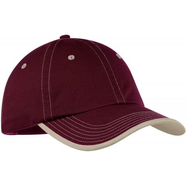 Baseball Caps Men's Vintage Washed Contrast Stitch Cap - Maroon and Stone - CF111GGB599 $9.53