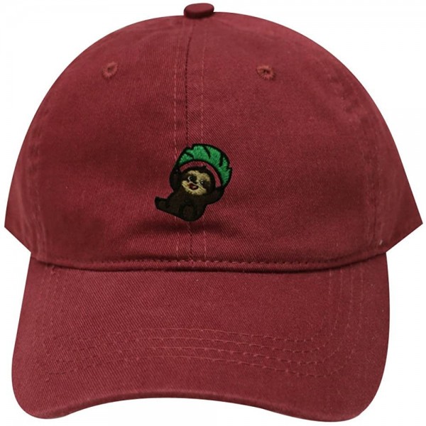 Baseball Caps Flying Sloth Cotton Baseball Dad Caps - Burgundy - C0184D9A878 $10.83