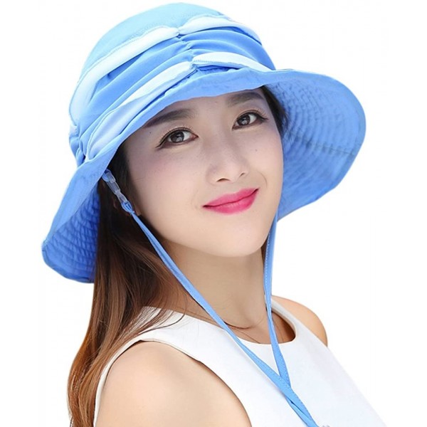 Womens Summer Veil Wide Brim Hats Chiffon Foldable Bucket Hat UPF 50 ...