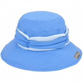 Sun Hats Womens Summer Veil Wide Brim Hats Chiffon Foldable Bucket Hat UPF 50+ - Sky Blue - CL12I2P9WGJ $13.64