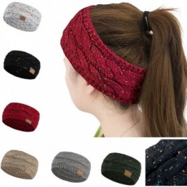 Cold Weather Headbands Womens Winter Warm Beanie Headband Skiing Cable Knit Cap Ear Warmer Headbands - Wine Red - CM18LZMU97K...