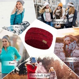 Cold Weather Headbands Womens Winter Warm Beanie Headband Skiing Cable Knit Cap Ear Warmer Headbands - Wine Red - CM18LZMU97K...