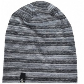 Skullies & Beanies Mens Slouch Beanie Skull Cap Thin Summer Hat - Stripe Grey - CX1845MGXDK $16.56