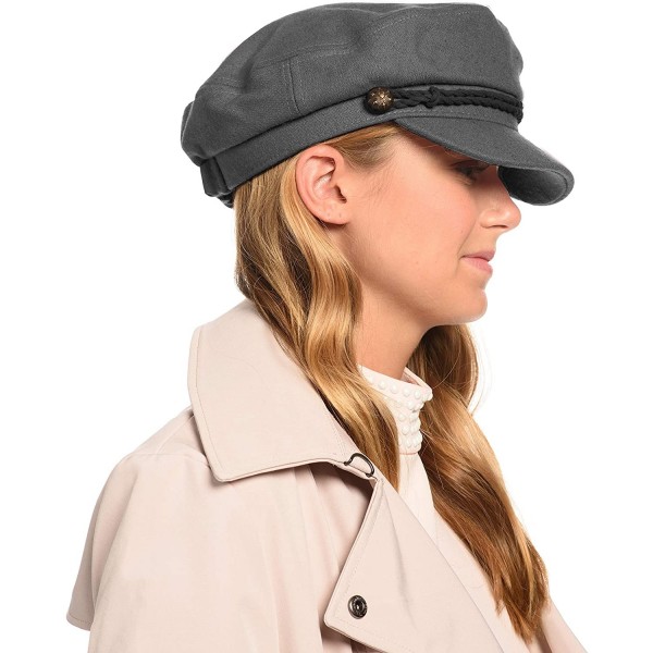 Newsboy Caps Unisex Wool & Faux Leather Greek Fisherman's Cap - Cd3034charcoal - CR18LCDU4T9 $17.84