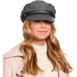 Newsboy Caps Unisex Wool & Faux Leather Greek Fisherman's Cap - Cd3034charcoal - CR18LCDU4T9 $17.84