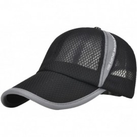 Bucket Hats Unisex Mesh Brim Tennis Cap Outside Sunscreen Quick Dry Adjustable Baseball Hat - A-black - CW182TIG3II $16.04
