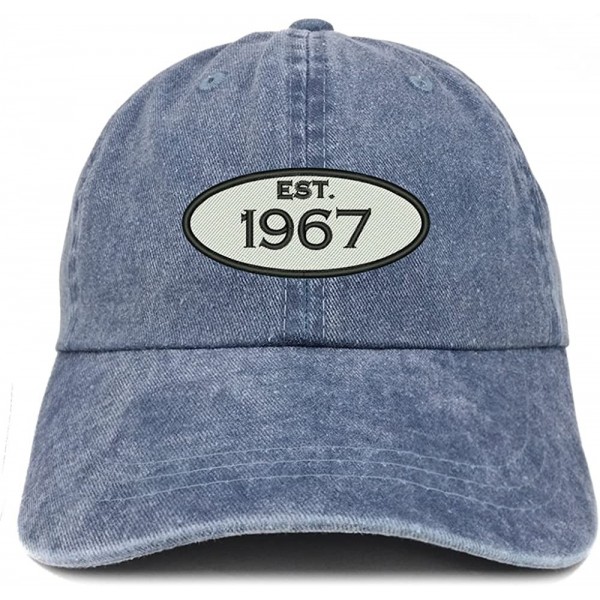 Baseball Caps Established 1967 Embroidered 53rd Birthday Gift Pigment Dyed Washed Cotton Cap - Navy - CY180NGGNZK $19.53