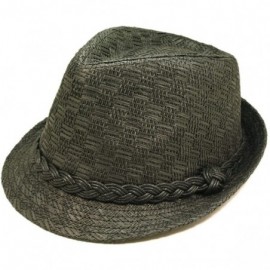 Fedoras Classic Fedora Straw Hat with Braided Band Available - Black - CZ110GWU0VD $11.17