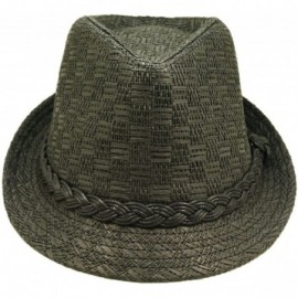 Fedoras Classic Fedora Straw Hat with Braided Band Available - Black - CZ110GWU0VD $11.17