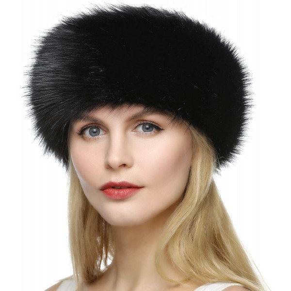 Cold Weather Headbands Womens Faux Fur Headband Winter Earwarmer Earmuff Hat Ski - Black - CS12K3NDNRR $12.43