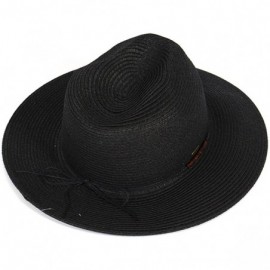 Sun Hats Beach Sun Hats for Women Large Sized Paper Straw Wide Brim Summer Panama Fedora - Sun Protection - CJ18QY5DTRG $13.43