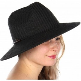Sun Hats Beach Sun Hats for Women Large Sized Paper Straw Wide Brim Summer Panama Fedora - Sun Protection - CJ18QY5DTRG $13.43