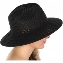 Sun Hats Beach Sun Hats for Women Large Sized Paper Straw Wide Brim Summer Panama Fedora - Sun Protection - CJ18QY5DTRG $13.43