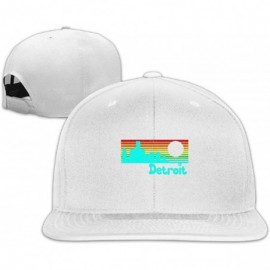 Baseball Caps 1980s Vintage Retro Detroit Snapback Unisex Flat Bill Visor Baseball Hat - White - CV18CT09TKW $12.91