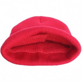 Skullies & Beanies 100% Acrylic Winter Cuffed Beanie with Soft Lining Adult Size for Men and Women - Red - C818K2NRDGD $13.24