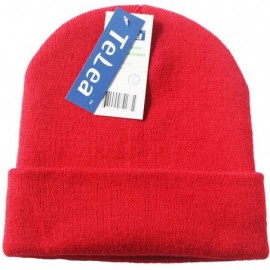 Skullies & Beanies 100% Acrylic Winter Cuffed Beanie with Soft Lining Adult Size for Men and Women - Red - C818K2NRDGD $13.24