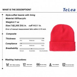 Skullies & Beanies 100% Acrylic Winter Cuffed Beanie with Soft Lining Adult Size for Men and Women - Red - C818K2NRDGD $13.24