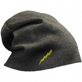 Skullies & Beanies Custom Slouchy Beanie Flash Lightning Bolt Embroidery Cotton - Dark Grey - CS18A58N8QM $13.42