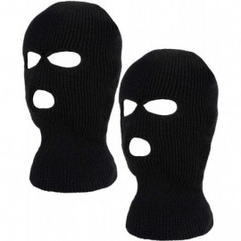 Balaclavas 2 Pieces Knitted Full Face Cover 3-Hole Ski Mask Winter Balaclava Face Mask for Adult Supplies - Black - C418M5O3L...