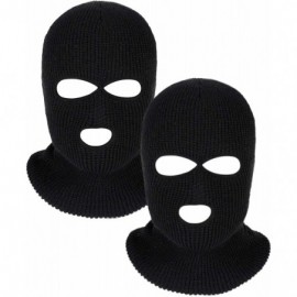 Balaclavas 2 Pieces Knitted Full Face Cover 3-Hole Ski Mask Winter Balaclava Face Mask for Adult Supplies - Black - C418M5O3L...