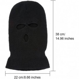 Balaclavas 2 Pieces Knitted Full Face Cover 3-Hole Ski Mask Winter Balaclava Face Mask for Adult Supplies - Black - C418M5O3L...