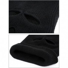Balaclavas 2 Pieces Knitted Full Face Cover 3-Hole Ski Mask Winter Balaclava Face Mask for Adult Supplies - Black - C418M5O3L...