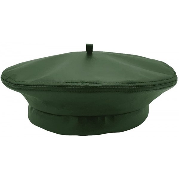 Berets Winner Caps Unisex Cowhide Leather Beret Made in USA - Hunter Green - C9180I7MELZ $23.40