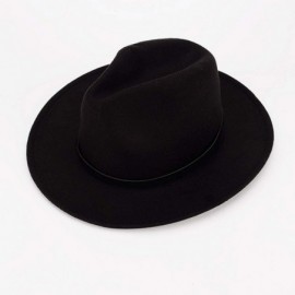 Fedoras Women or Men Woolen Felt Fedora Vintage Short Brim Crushable Jazz Hat - Black-chain Belt - C818MG7S98U $14.53