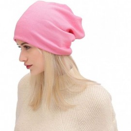 Skullies & Beanies Women Men Beanies Hat Cotton Stretch Slouchy Beanie Chemo Hat Hip-hop Skull Cap - Pink - CF18KXGI3SI $8.59