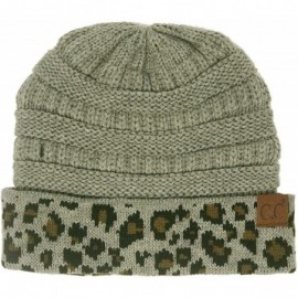 Skullies & Beanies Winter Fall Trendy Chunky Stretchy Cable Knit Beanie Hat - Leopard Lt. Melange Gray - C918Y50HNNL $9.99