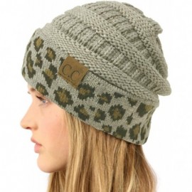 Skullies & Beanies Winter Fall Trendy Chunky Stretchy Cable Knit Beanie Hat - Leopard Lt. Melange Gray - C918Y50HNNL $9.99