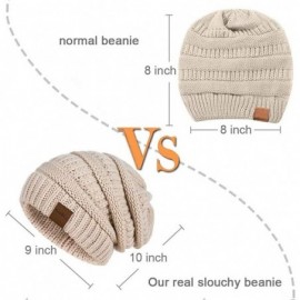 Skullies & Beanies Slouchy Beanie Hat for Women- Winter Warm Knit Oversized Chunky Thick Soft Ski Cap - Dark Gray+oatmeal - C...