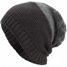 Skullies & Beanies Women Men Winter Knit Warm Flexfit Hat Stripe Ski Baggy Slouchy Beanie Fashion Skull Cap - Gray01 - CW18K7...