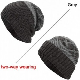 Skullies & Beanies Women Men Winter Knit Warm Flexfit Hat Stripe Ski Baggy Slouchy Beanie Fashion Skull Cap - Gray01 - CW18K7...