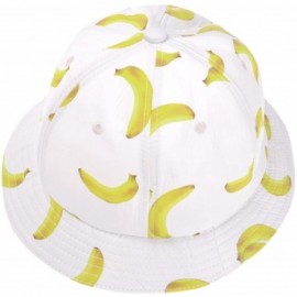 Bucket Hats Unisex Cute Print Bucket Hat Summer Fisherman Cap - Banana - White - C511PWP96IR $34.16