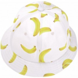 Bucket Hats Unisex Cute Print Bucket Hat Summer Fisherman Cap - Banana - White - C511PWP96IR $18.27