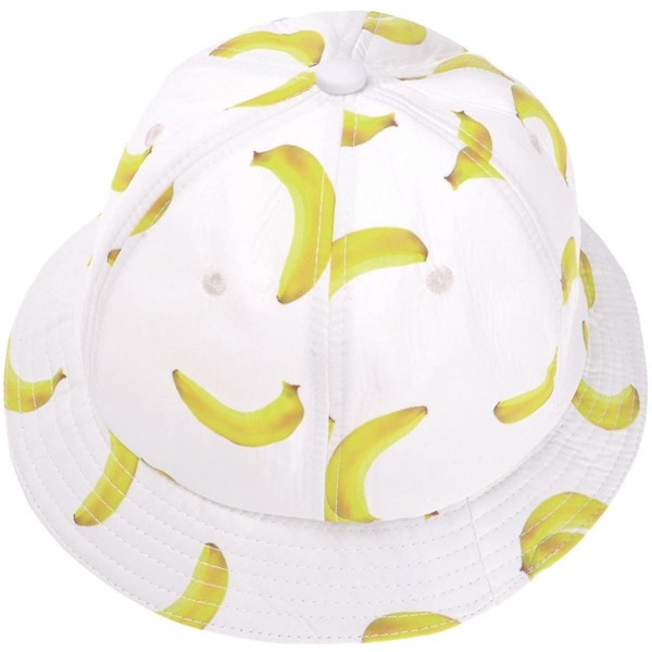 Bucket Hats Unisex Cute Print Bucket Hat Summer Fisherman Cap - Banana - White - C511PWP96IR $18.27